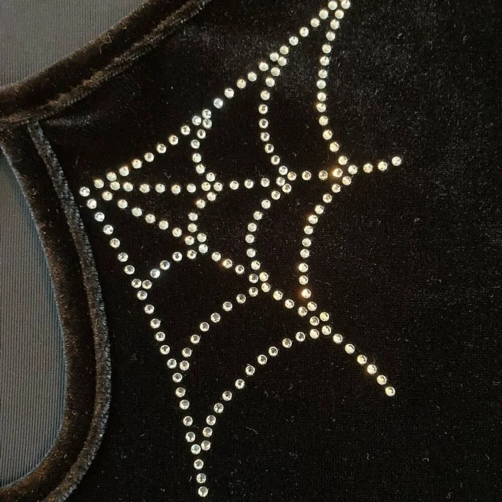 NWT Hell Bunny Black Velvet Spider Web shirt -S UK 10 - Picture 6 of 6